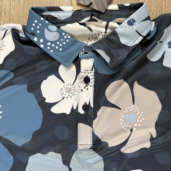 Swannies Golf Mellblom Polo Shirt Mens Large Navy Floral All Over Print NWT - Picture 5 of 10